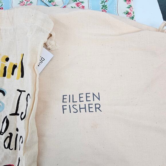 Lot 5 fabric dust cover bags embroidered floral Eileen Fisher  Aspiga Brighton - Picture 5 of 6